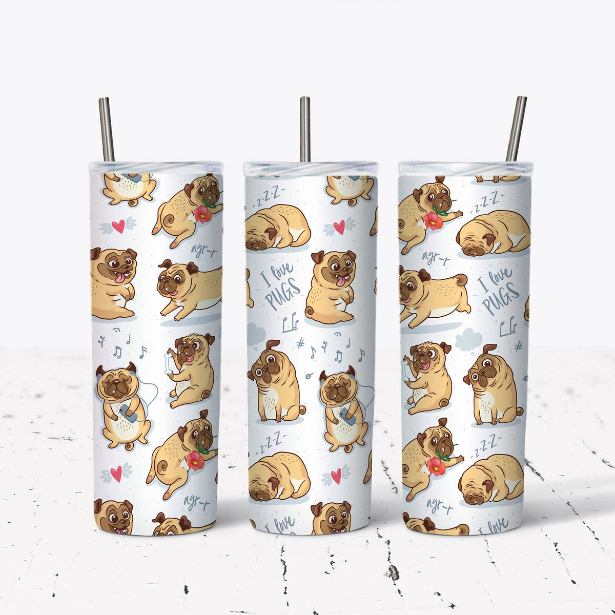 I Love Pugs Tumbler - Nola Charm