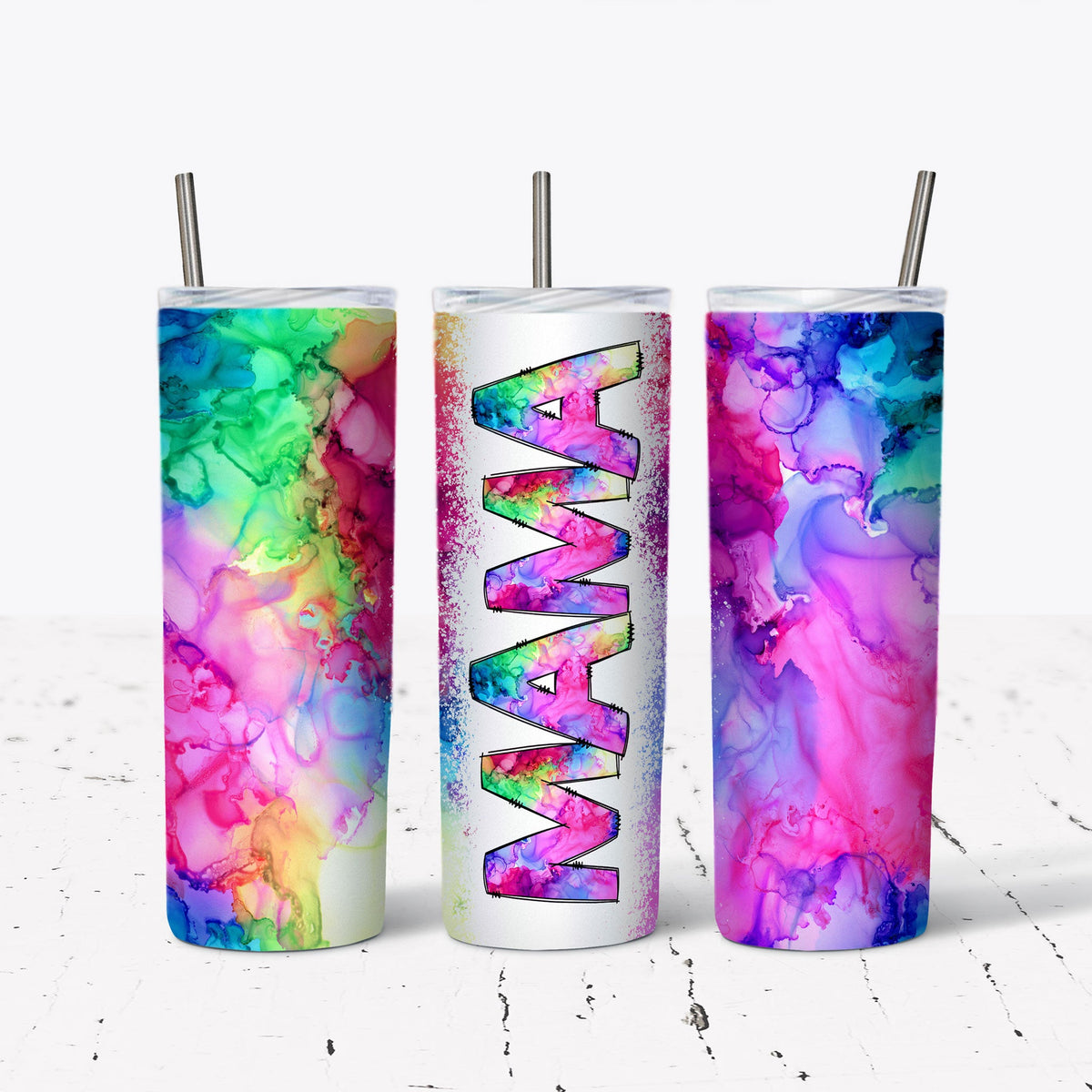 Mama Water Color Marble Tumbler