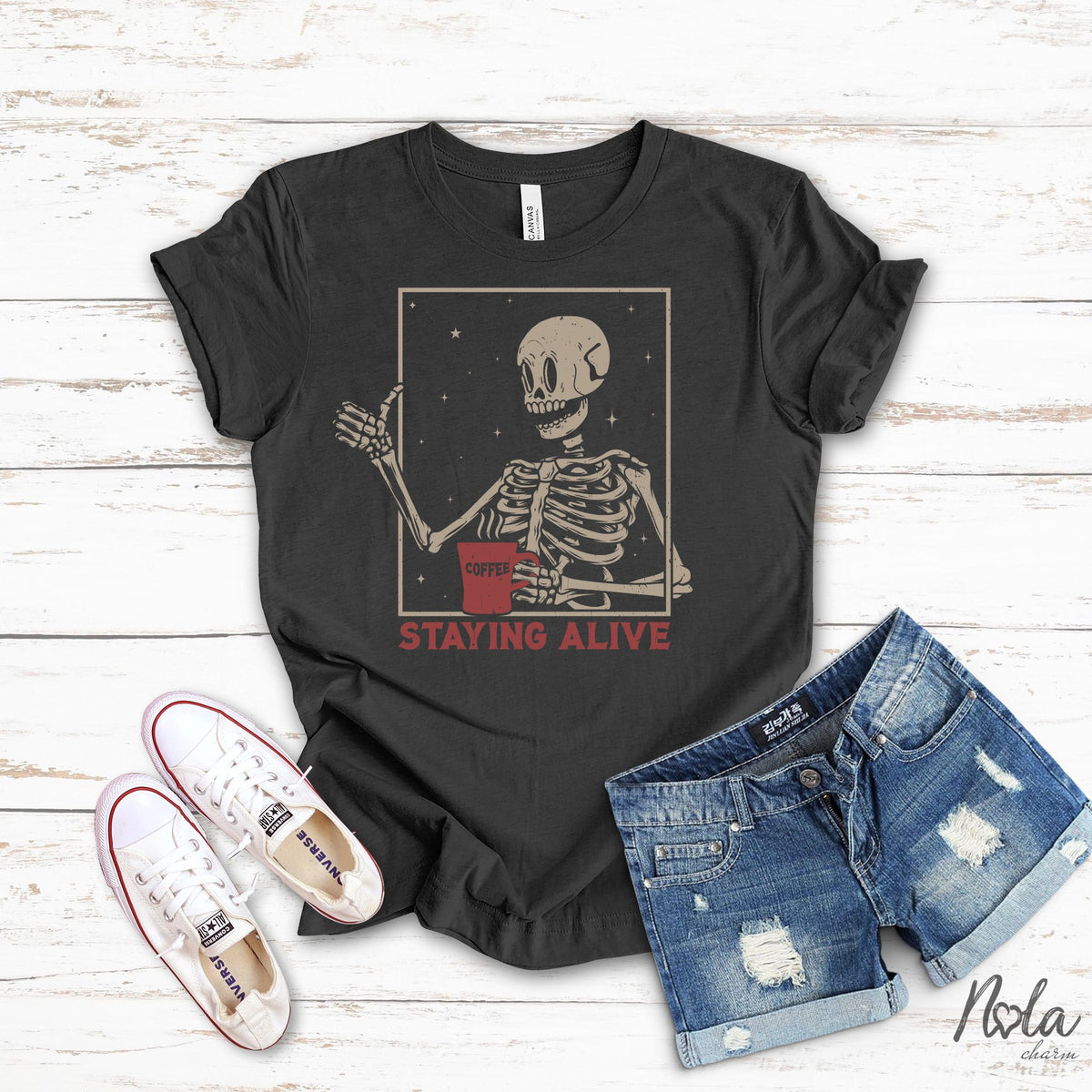 Staying Alive Coffee Skeleton - Nola Charm